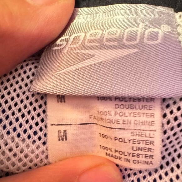 SPEEDO Men’s Blue and White Medium Swim Trunks - Picture 4 of 7